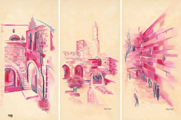 Jerusalem in Pink Art Sukkah Poster