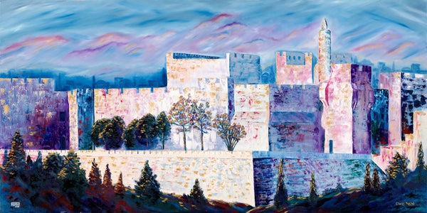Old City In Blue Art Sukkah Poster