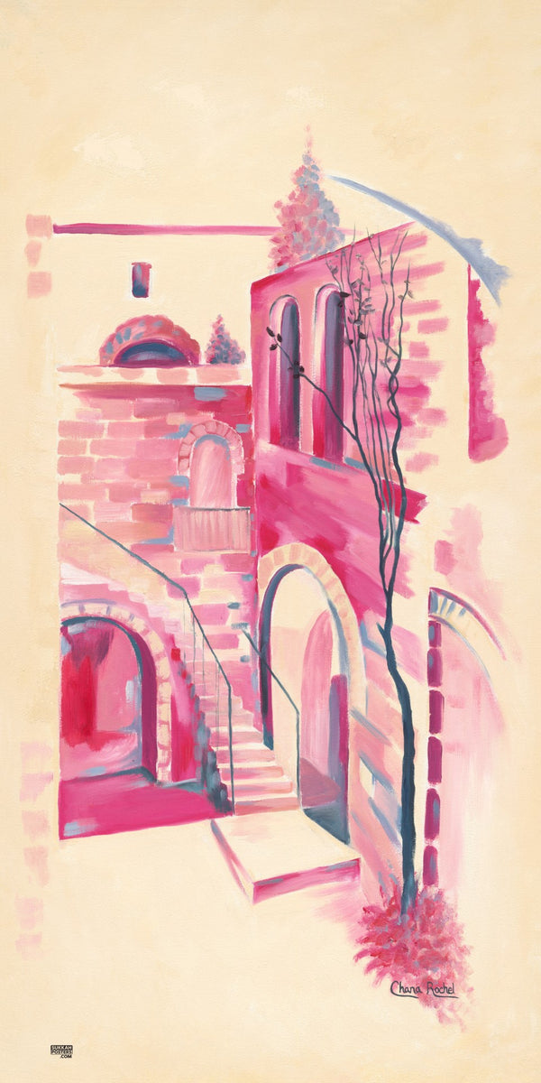 Old City in Pink Art Sukkah Poster