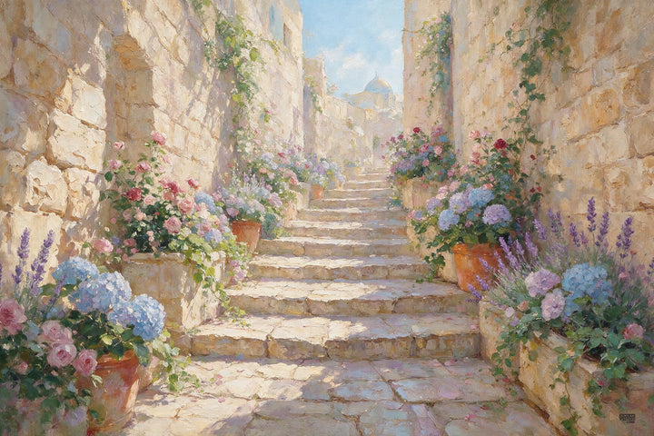 Stairway in Color Sukkah Mural
